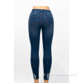 Dunkelblaue Damen zerrissen Jeans